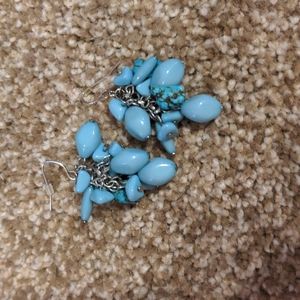 Blue dangle rock earrings
